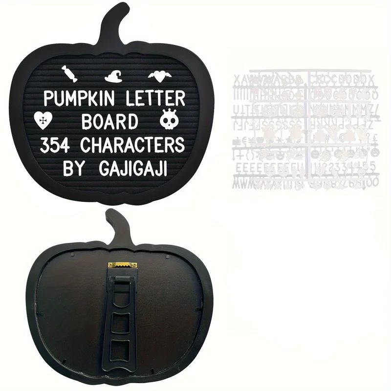 1set Upgraded Premium Black Pumpkin Message Board Pumpkin Shaped Letter Board with Stand Halloween Supplies and Decorations