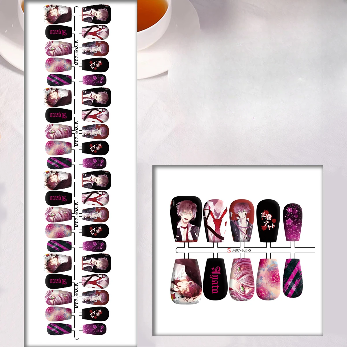 40PCS Sakura Tsubaki Reiji Sasaguri Ayato Sasaguri Kanato Sasaguri Theme Naughty Romantic Empowerin Nail Art Decal Waterproof