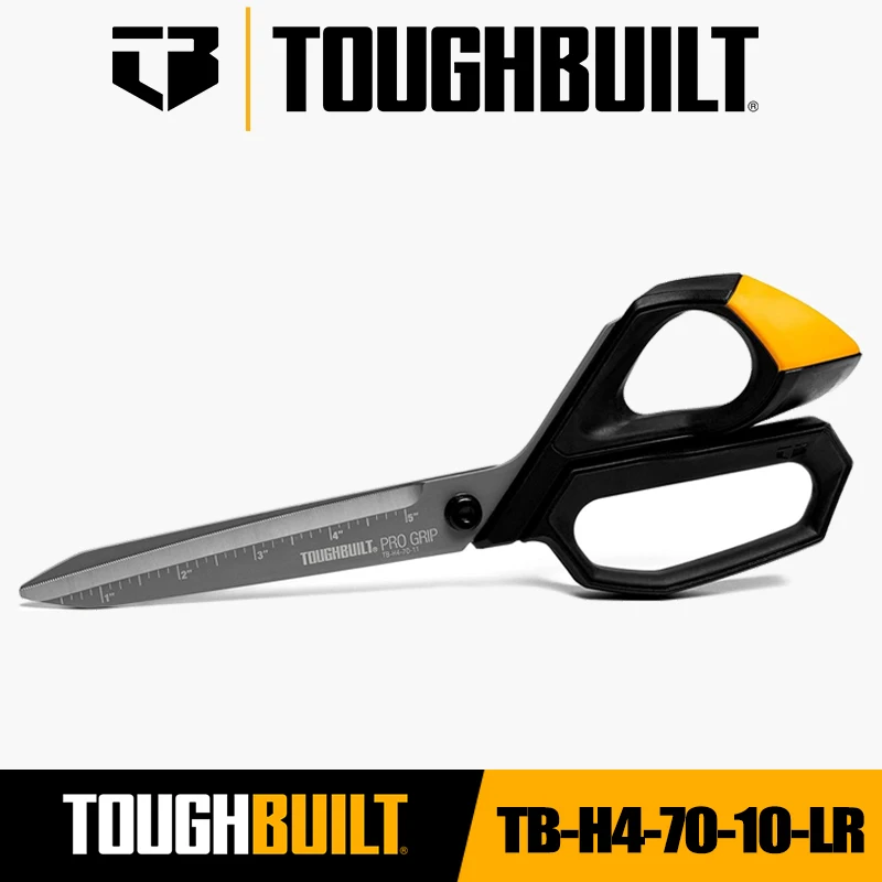 

TOUGHBUILT TB-H4-70-10-LR 5-in Micro-serrated Open Handle Spring Assisted Scissors Hand Tools Toughbuilt Scissors