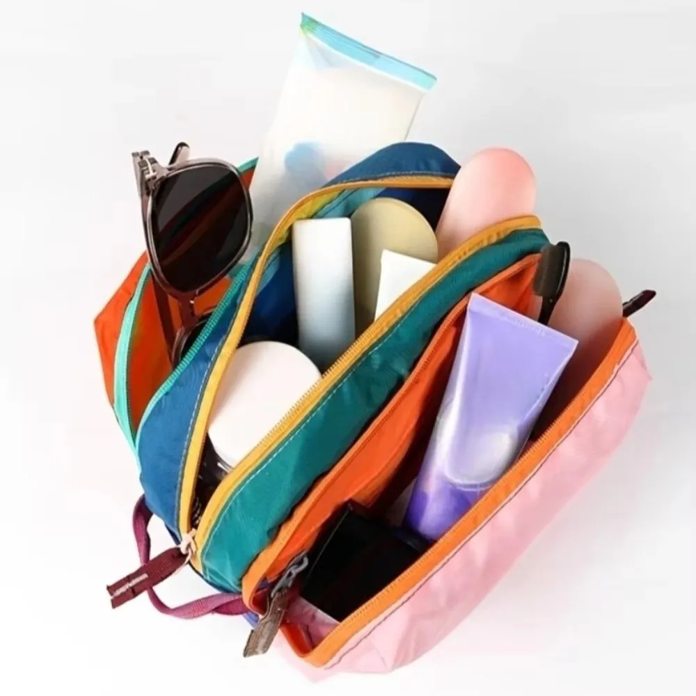 Multi-Compartment Toiletry Bag Layered Large Capacity Travel Organizer Bag Dopamine Color Durable Makeup Brush Storage Bag