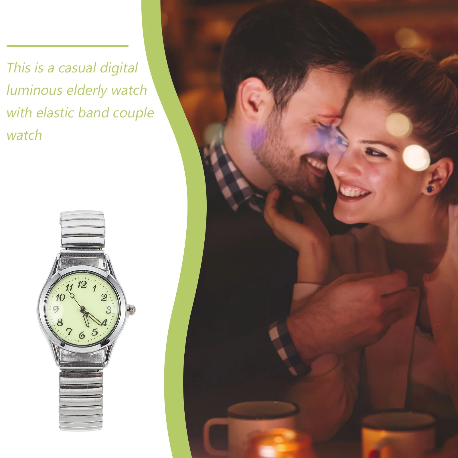 Luminous Stainless Steel Expansion Band Digital Display Lightweight Comfortable Hypoallergenic Classic Men Casual