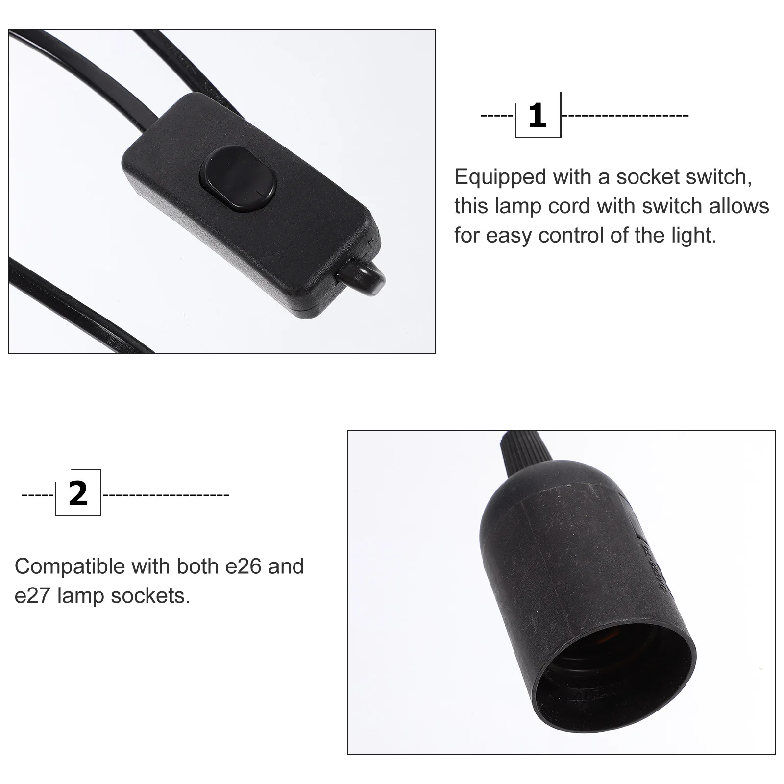 

2Pcs Plug in Light Socket with Us Plug and 6Ft Cord for Easy Installation in Pendant Lamps Or DIY Lighting Projects