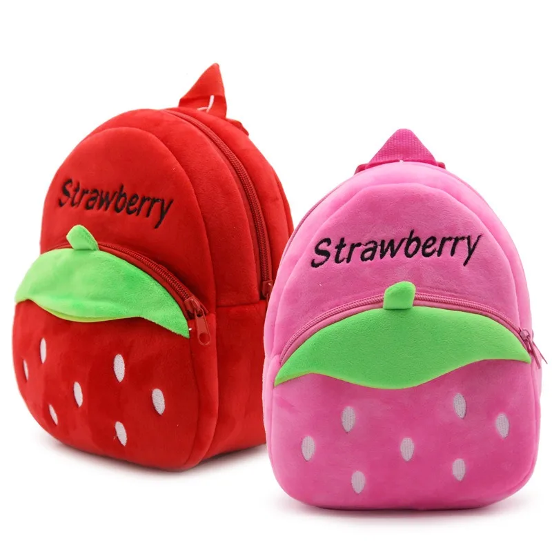 Kids Small Shoulder Backpack Cartoon Fruit Plush Kindergarten School Bag 1-3 Years Old Boy Girl Lovely Strawberry Birthday Gifts