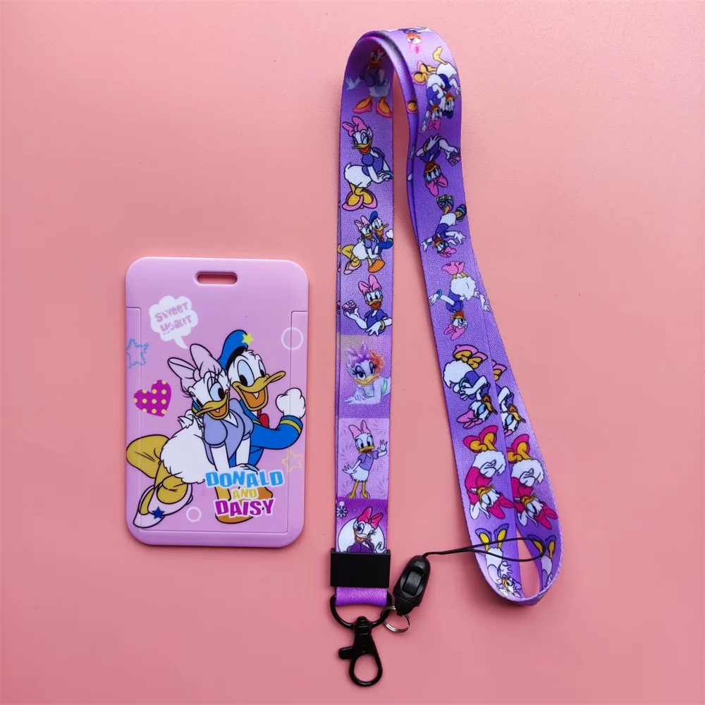 Disney pato donald margarida feminino meninas plástico anime id titular do cartão moda crachá deslizante nome de trabalho tag ônibus cordão cartão caso