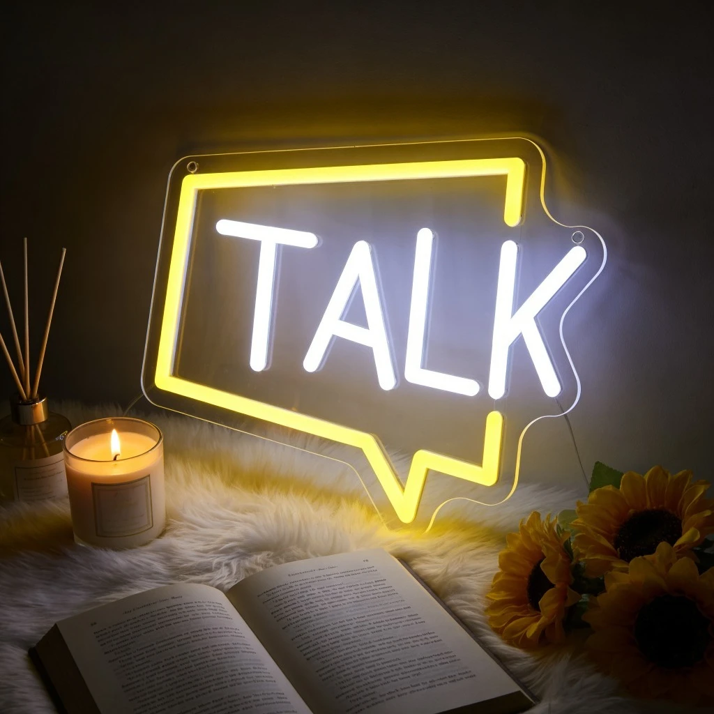

Неоновая вывеска Speech Bubble TALK, светодиодная неоновая лампа для офиса, USB, с регулировкой яркости, для студии подкастов, спальни, терапевтических кабинетов, мероприятий, декора стен
