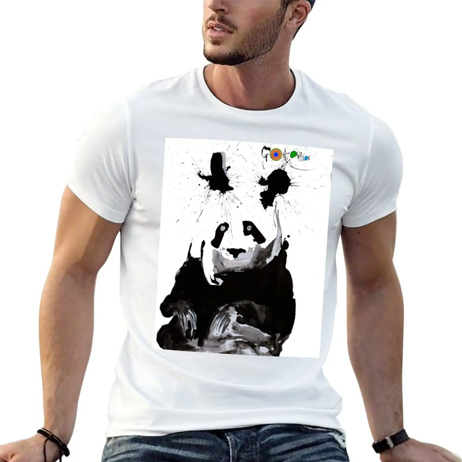 Ralph Steadman's Anda Panda T-Shirt All Match Basic Short Sleeve Top