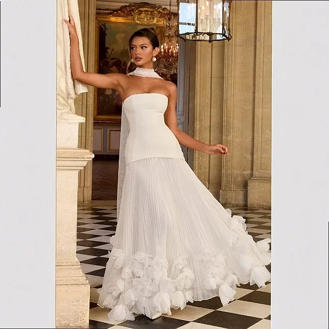 Elegant Off Shoulder Evening Dress Ruched Bodycon Long Formal Gowns for Women Spring Summer Wedding Guest Dresses - view 3