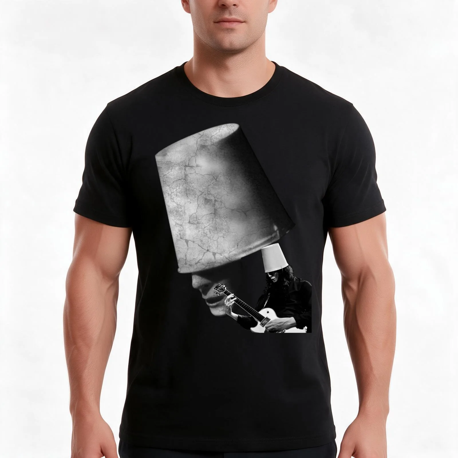 Buckethead T-Shirt Summer Casual Cotton Tee Oversized Streetwear Tops Vintage Graphic Print Loose Fit Short Sleeve