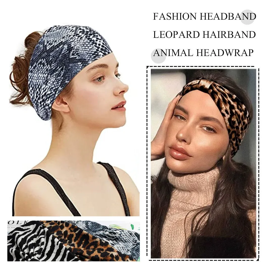 New Boho Flower Print Wide Headbands Vintage Knot Elastic Turban Headwrap for Women Girls Cotton Soft Bandana Hair Accessories