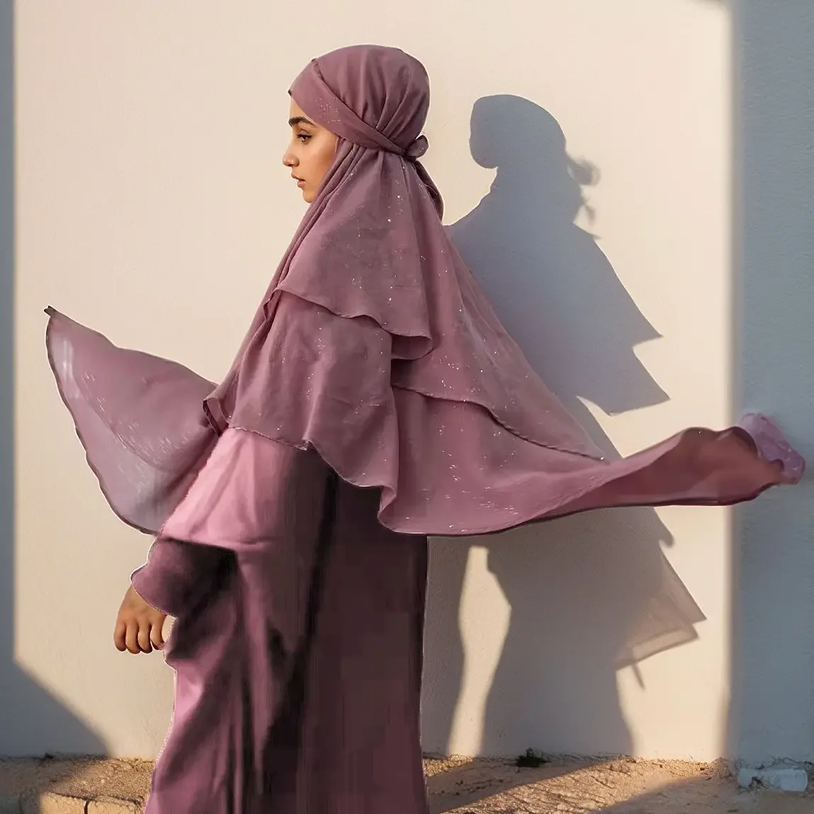 쉬머 Khimar Eid 이슬람 여성기도 Hijab 스카프 이슬람 의류 터키 머리 장식 아랍어 가운 두바이 Abaya 드레스 Jalabiya Niqab
