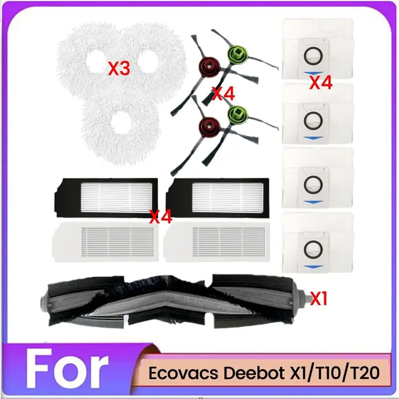 

Набор из 16 предметов: щетки, салфетки, мешки для пыли и фильтры для роботов-пылесосов Ecovacs Deebot X1 T10 T20, сменные аксессуары