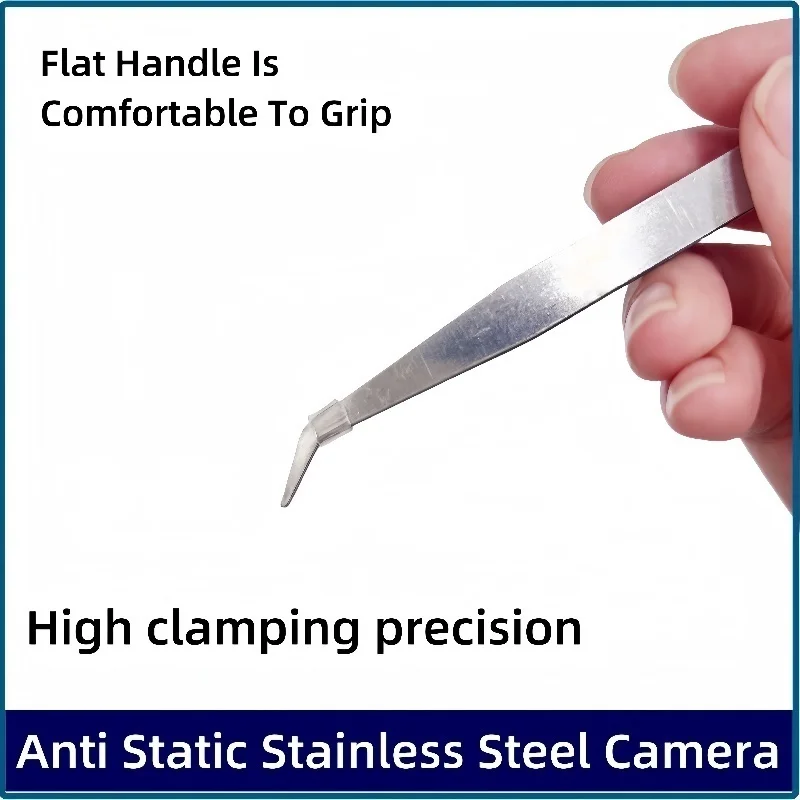 2pcs Premium Stainless Steel 10cm ESD Anti-Static Stainless Steel Tweezers Set Precision oblique Tweezers