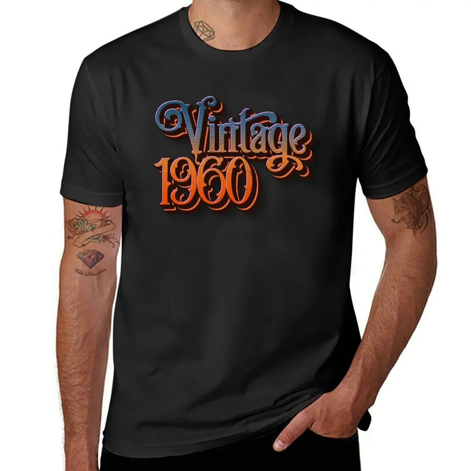 Camiseta Vintage para hombre, prenda de vestir, de talla grande, 1960