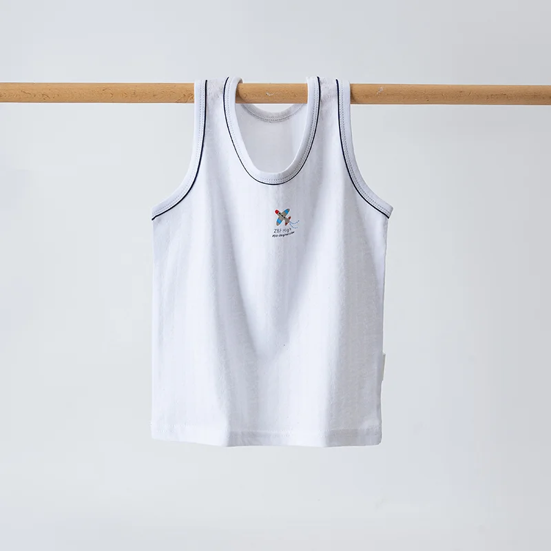Summer Children’s Pure Cotton T-shirts 20256 New Style Boys Girls Sleeveless O-Neck Vest Cartoon Printed Tops Baby Kids Clothes