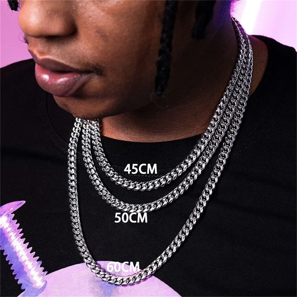 HIYEE Basic Punk Stainless Steel 5-8mm Curb Cuban Necklaces For Men Women Gold Color Link Chain Chokers Solid Metal Jewelry