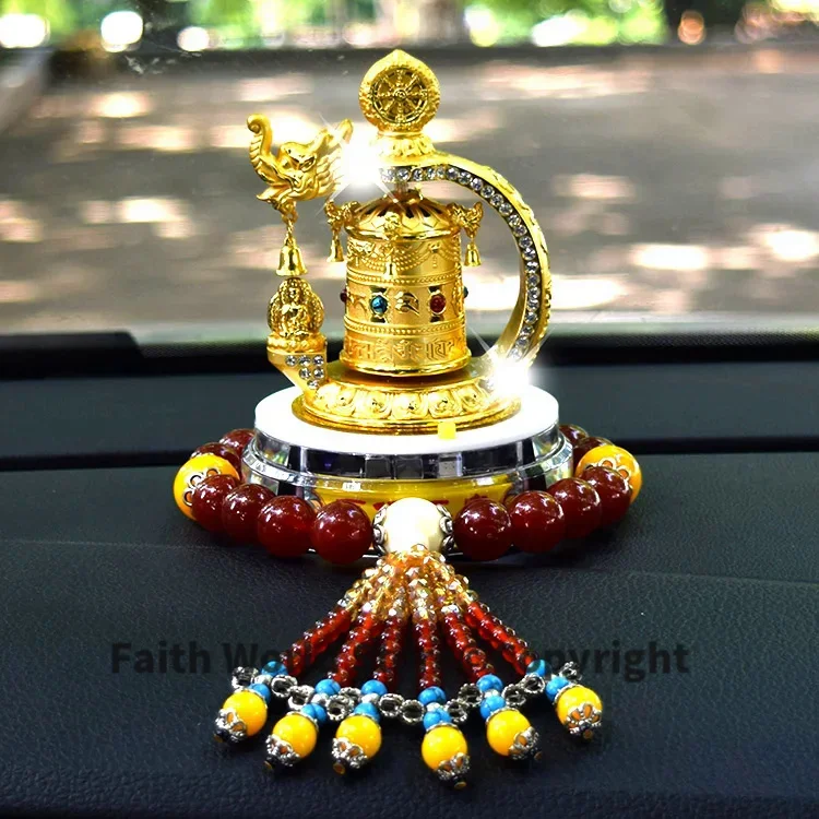 

HOME OFFICE SHOP CAR Effective Bless Safe and good luck Talisman Protection- Solar energy Buddhist Scriptures prayer wheel