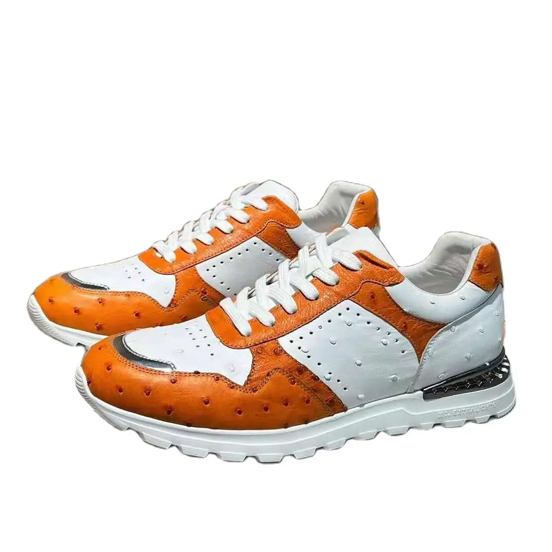 

BATMO 2023 new arrival Fashion Ostrich skin causal shoes men,male Genuine leather Sneaker PDD53