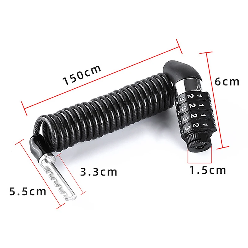 Bike Accessories Security Password 4 Digit Anti-Theft Combination Number Code Steel Cable Chain Bicycle Lock