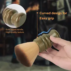 Barber Neck Duster Brush - Wooden Handle Facial Cleaning & Beard Brush for Hairdressing & Salon Accessories