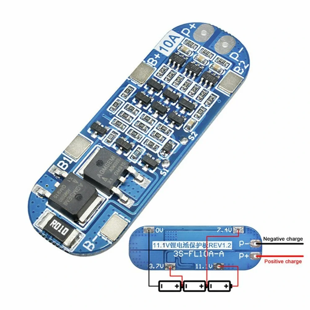 3S 10A Lithium Battery Charger Protection Board Module for 18650 Li-ion Lipo Battery Cells BMS