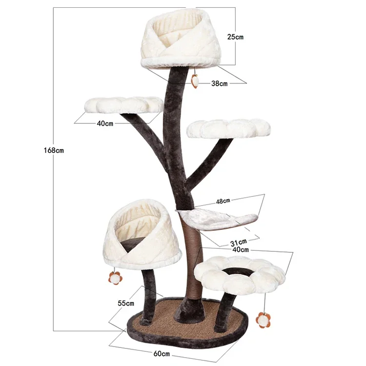 Cat Climber,Factory Wholesale Sisal Climbing Frame Toy Wooden Three-layer Cat Scratching Post Jumping Platform Tree