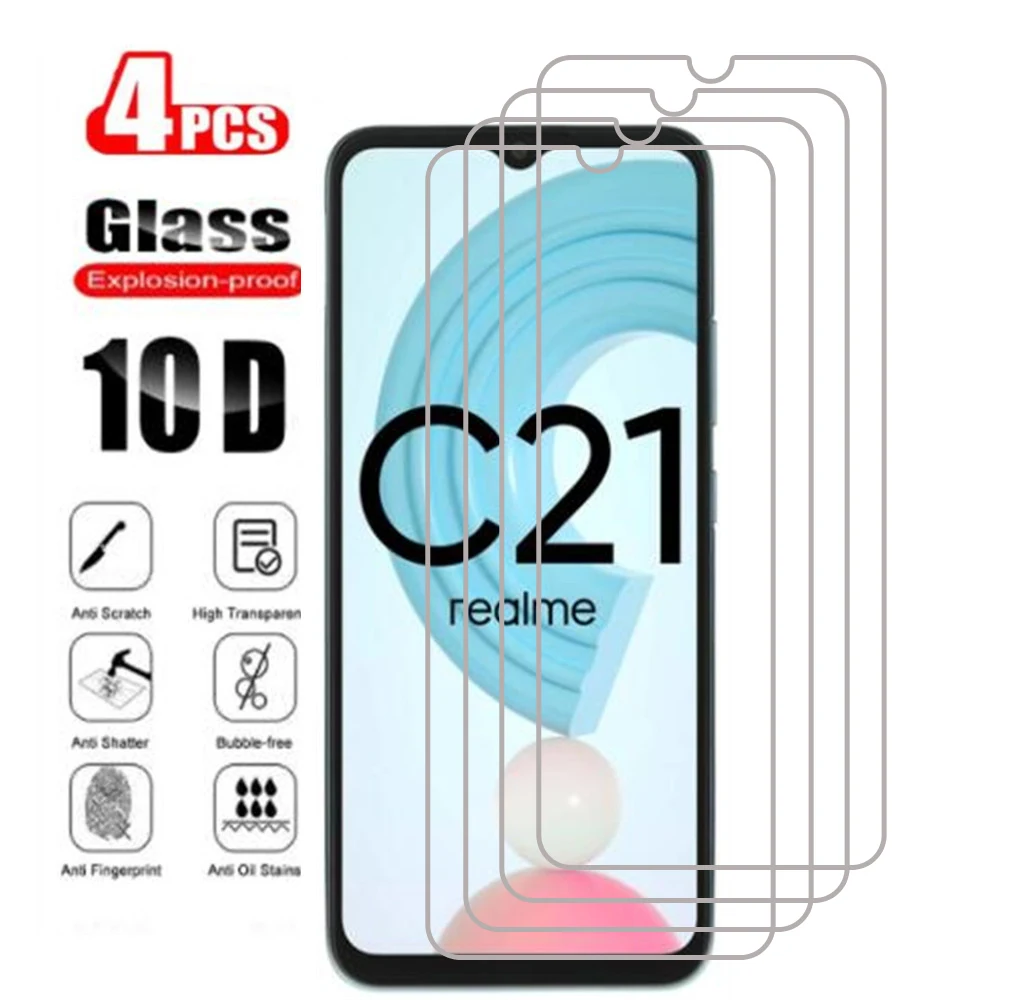 9H Screen Protector Glass For Realme C21 C21Y 2/4Pcs HD Tempered Glass Film