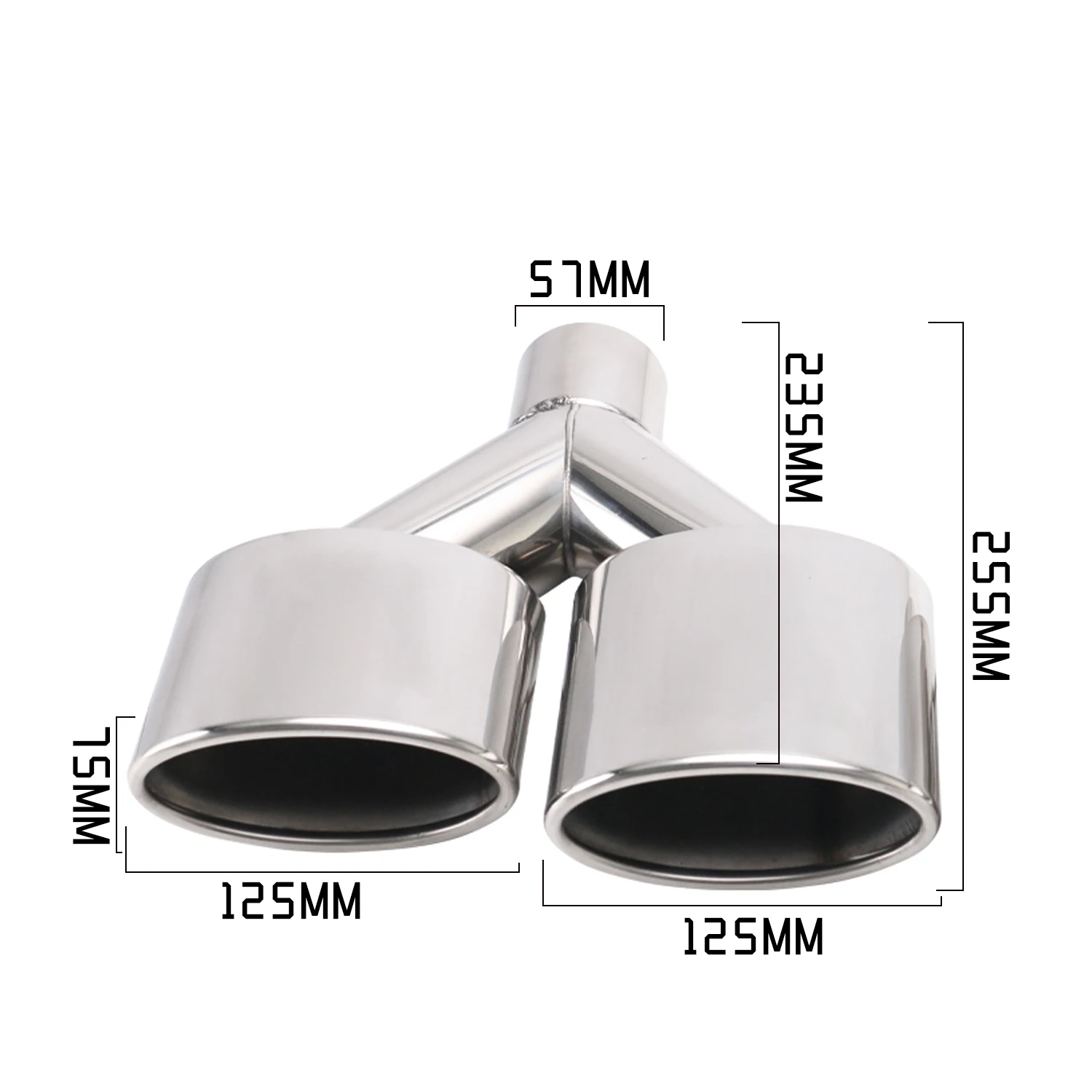 Stainless Steel Car exhaust tip 57mm interface Dual Outlet Exhaust Pipe Muffler Tailpipe Silver for W204 W211