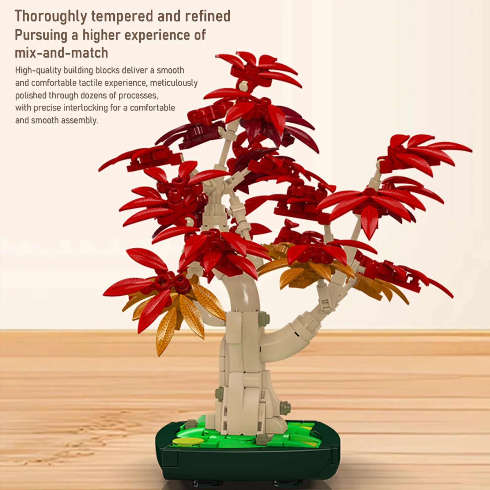 Mould King 24122 532PCS Red Maple Bonsai Model Building Blocks Set Bricks Potted Plants Home Office Ornament Toys Holiday Gifts