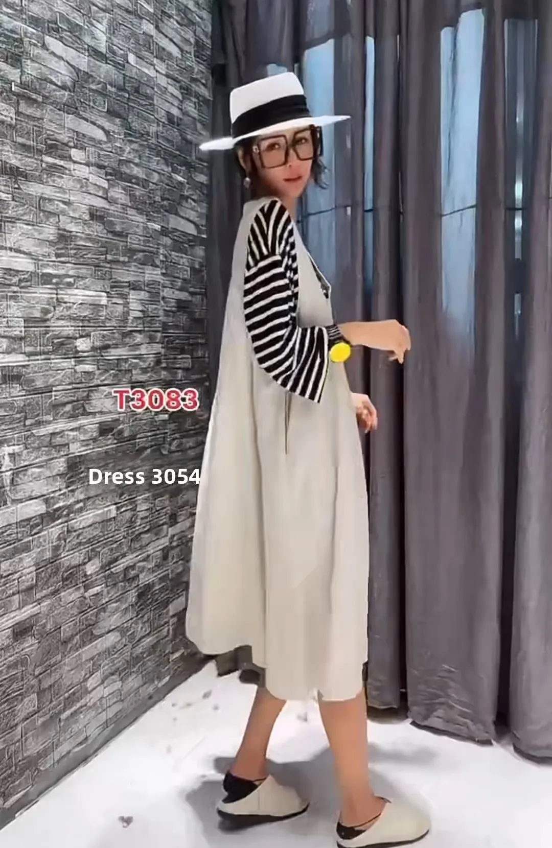 Ailaia Verano Nuevo Suelto Corte Lino Svel V-Ne Dr Casual Versátil Color Puro T Dr para Mujer