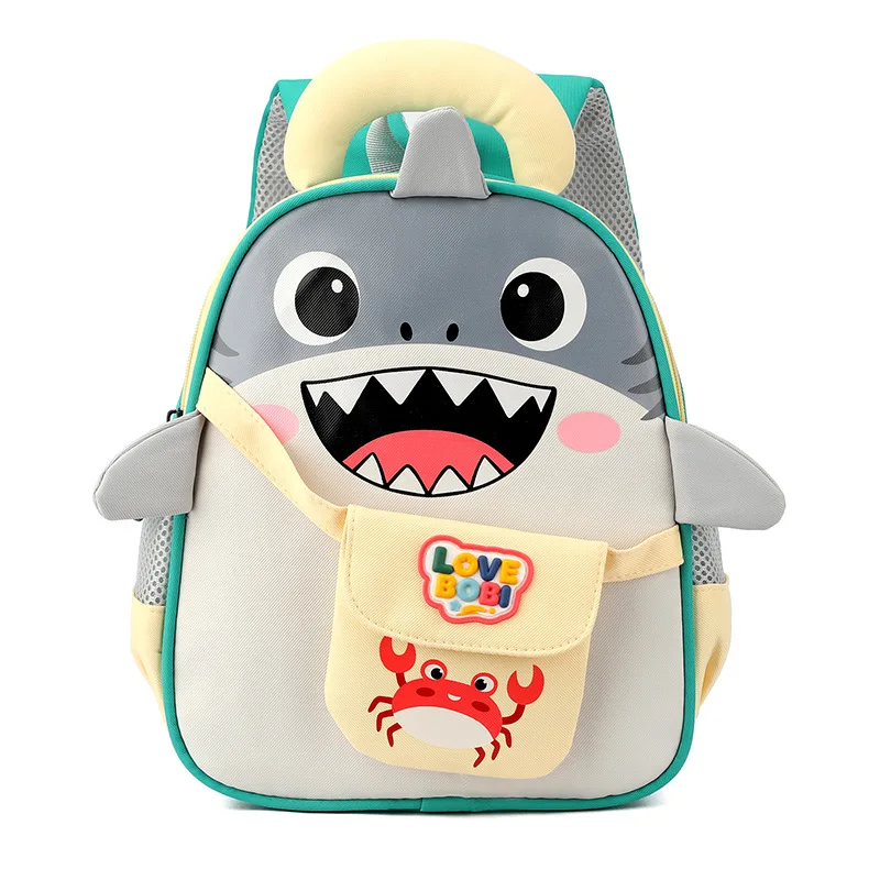 Kids 3D Shark Backpack Toddler Cute Cartoon School Bag with Flap Pocket Padded Handle Preschool Daily Travel Boys Girls