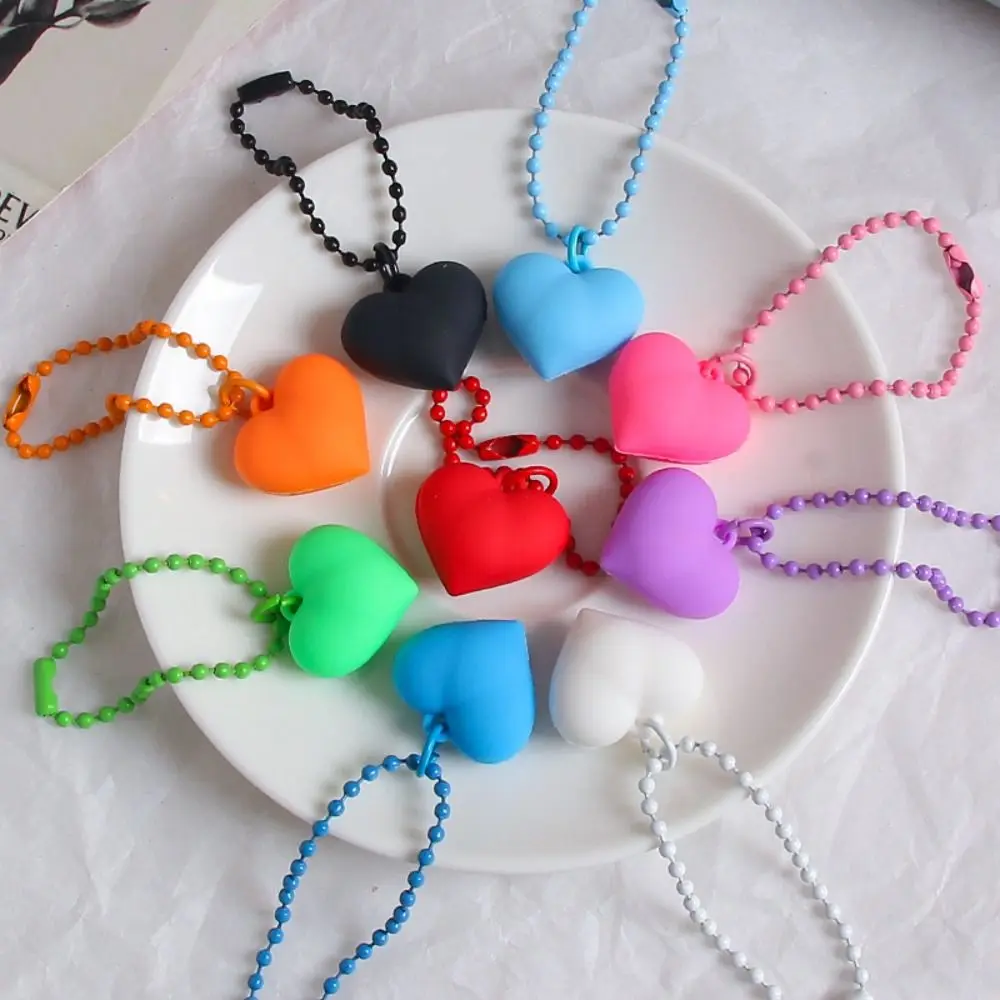 Y2K Colorful Heart Keychain Kawaii Dopamine Silicone Heart Keyring Sweet Korean Candy Color Heart Pendant Hanging Accessory