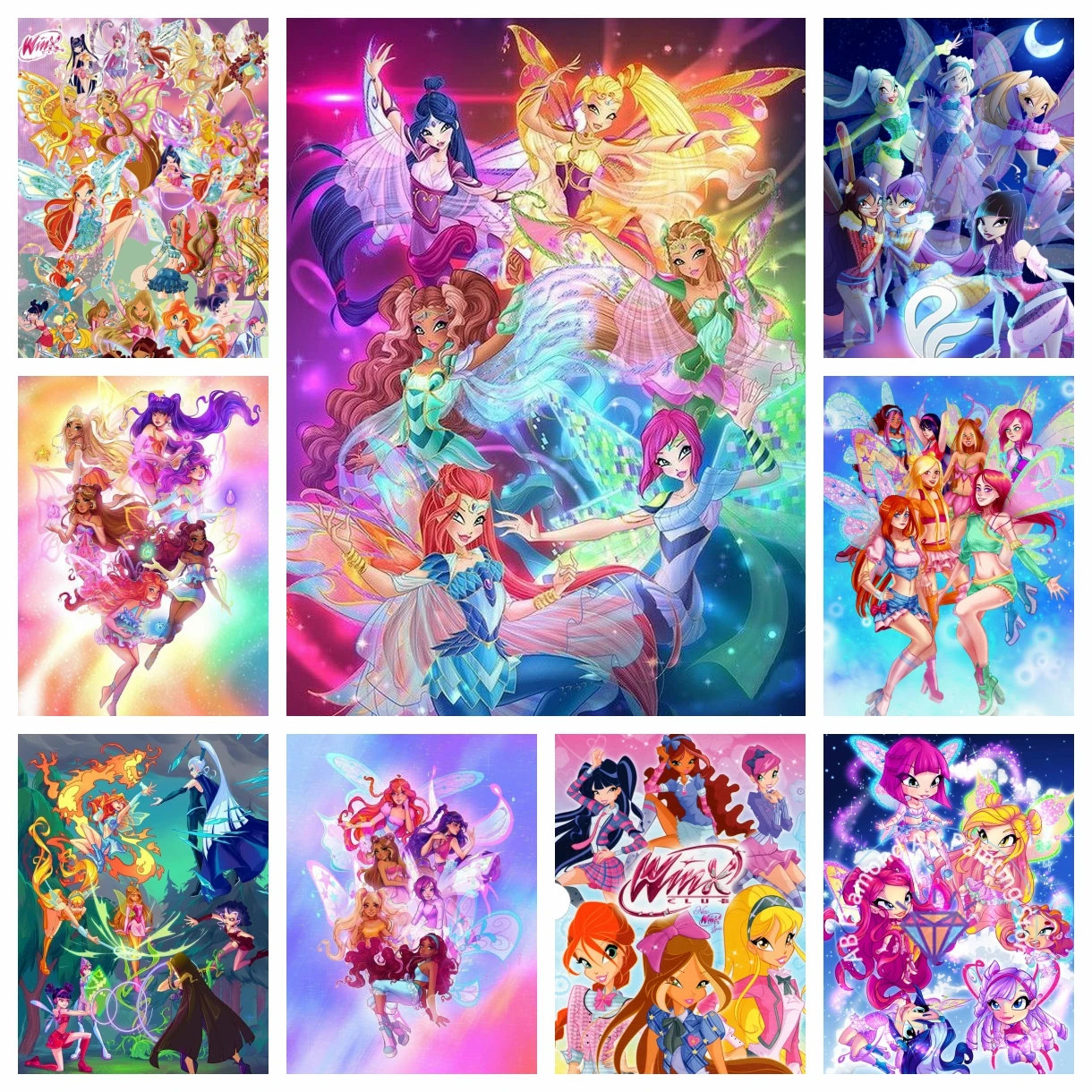 

Winx Club Cartoon Anime AB Diamond Drawing Kit 5D DIY Diamond Cross Embroidery Handmade Art Adult Children Gift Home Decoration