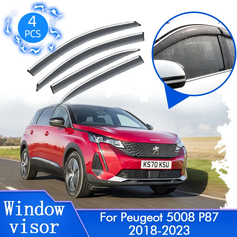 

For Peugeot 5008 P87 MK2 2018 2019 2020 2021 2022 2023 Car Door Rain Window Visor Deflector Awning Guard Cover Trim Accessories