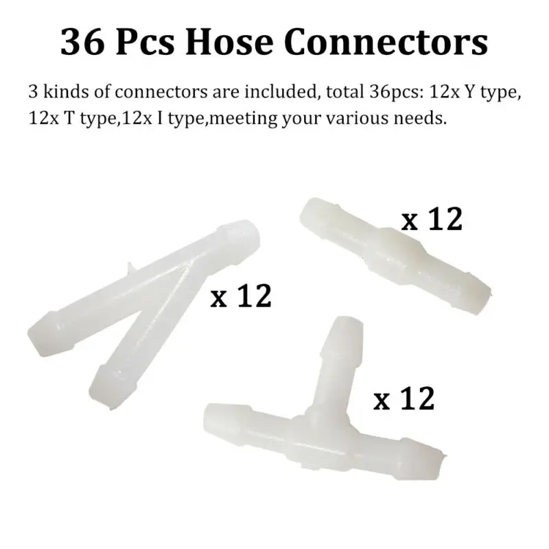 36PCS T/Y/I 3 Types Car Windshield Washer Nozzles Hose Water Tube Connector Wiper Spray Pipe Joint Windscreen Wipers Accessories