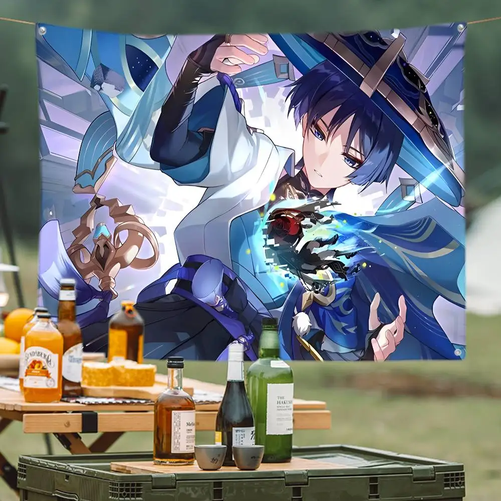 

Scaramouche G-Genshin Impact Flag Tapestry Banner For Bedroom Outdoor Living Room Restaurant Bar Wall Decor Party