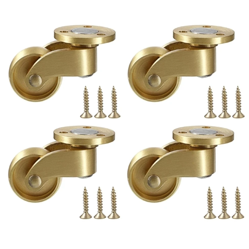 

JU64 Pack of 2 Sturdy Brass Swivels Casters Portable 360 Degree Rotating Furniture Wheel for Chairs Cabinets Trunks Box