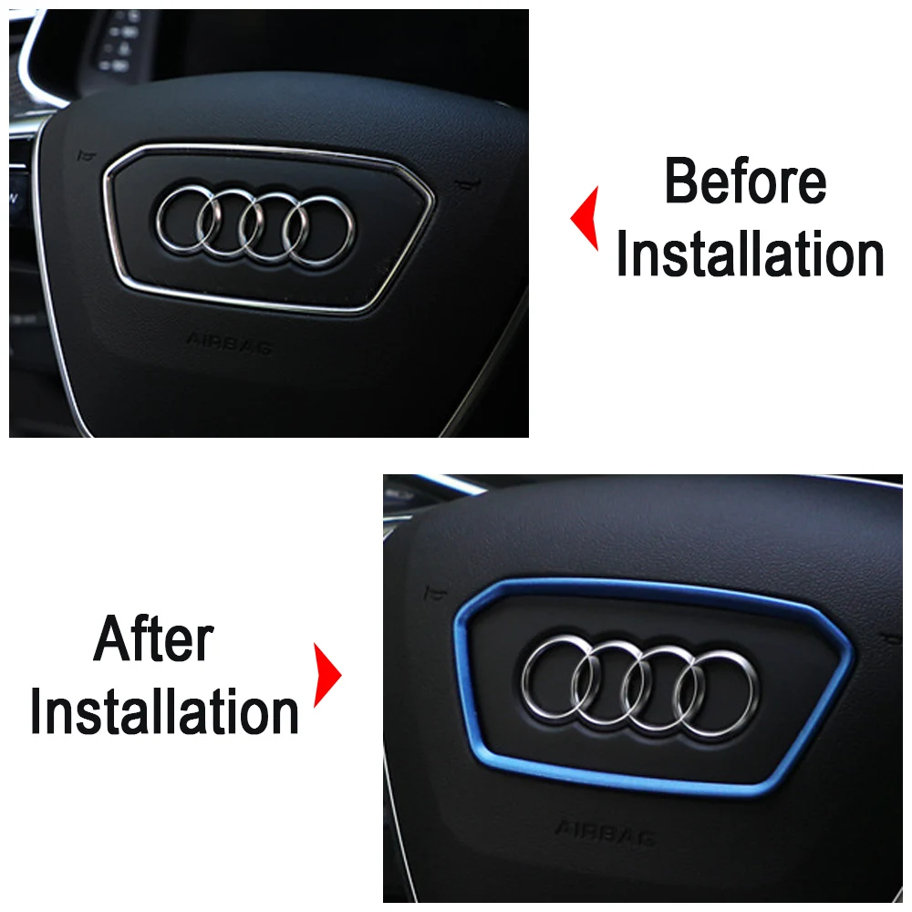 Car Steering Wheel Trim Cover For Audi A6 S6 C8 A7 S7 4K A8 D5 e-tron 2019-2024 Quattro Sline Avant Decorative Sticker Accessory