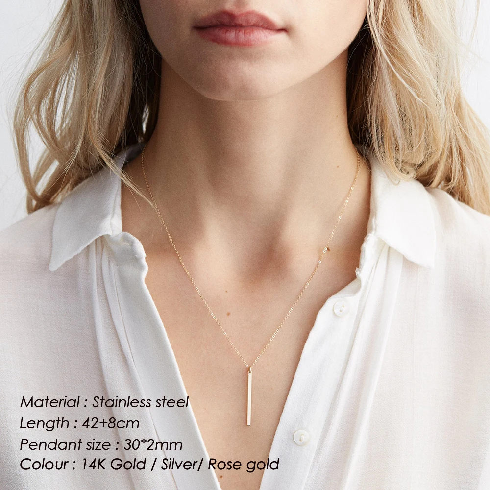 e-Manco Stylish Stainless Steel Pendant Necklace Thin Link Chain Necklace Best Friend Necklace Minimalist Choker Jewelry