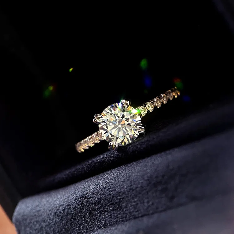 S925 Sterling Silver Love Ring for Women with 50 Cent Giant Flash Four Claw Main Diamond in Elegant Four Claw Setting