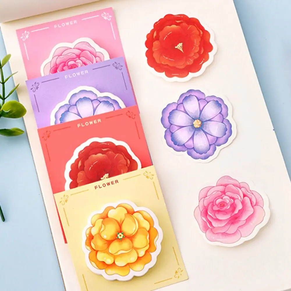 Канцелярские принадлежности Kawaii Flower Sticky Notes Маленький свежий наклеиваемый блокнот с цветами Портативный прочный блокнот для девочек