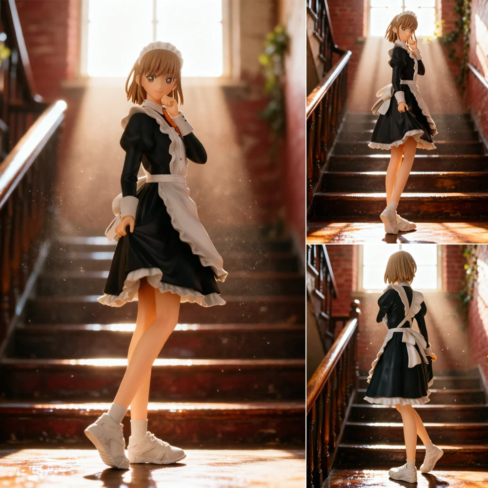 アニメガールメイドフィギュア1個、かわいい茶色の髪のキャラクター飾り、デスクトップ＆車の装飾、理想的なホリデーギフト