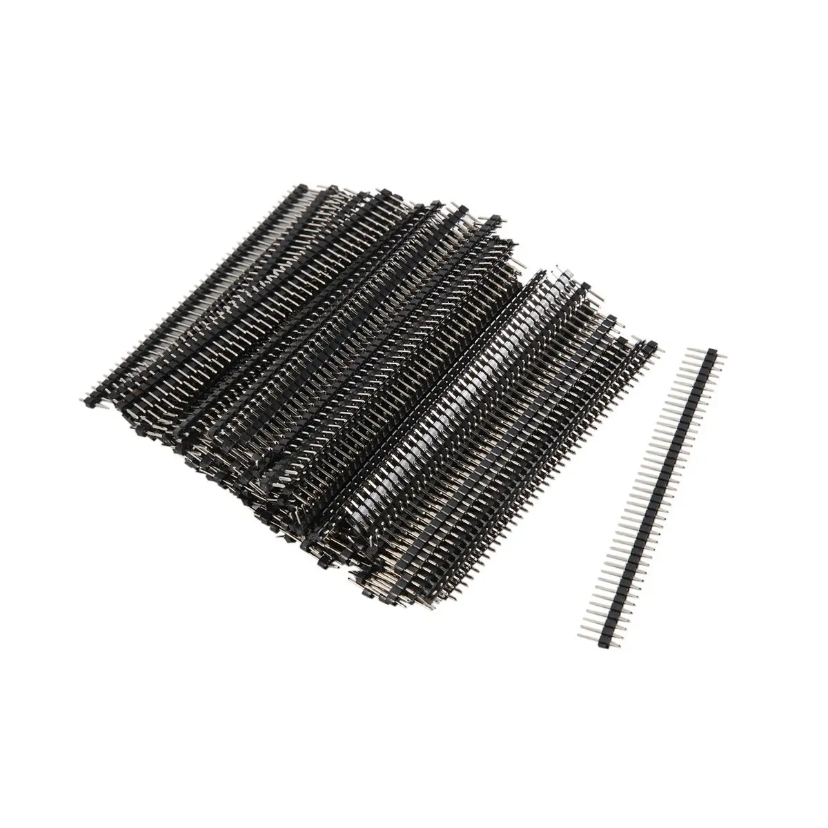 T35C 100pcs Male Header Pins, Straight Single Row 40 Pin 0.1 Inch (2.54mm) Male Pin Header Connector PCB Board Pin Connector Ele