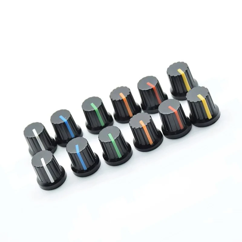 10Pcs  Shaft Hole Dia Plastic Threaded Knurled Potentiometer  6mm  Knobs Caps