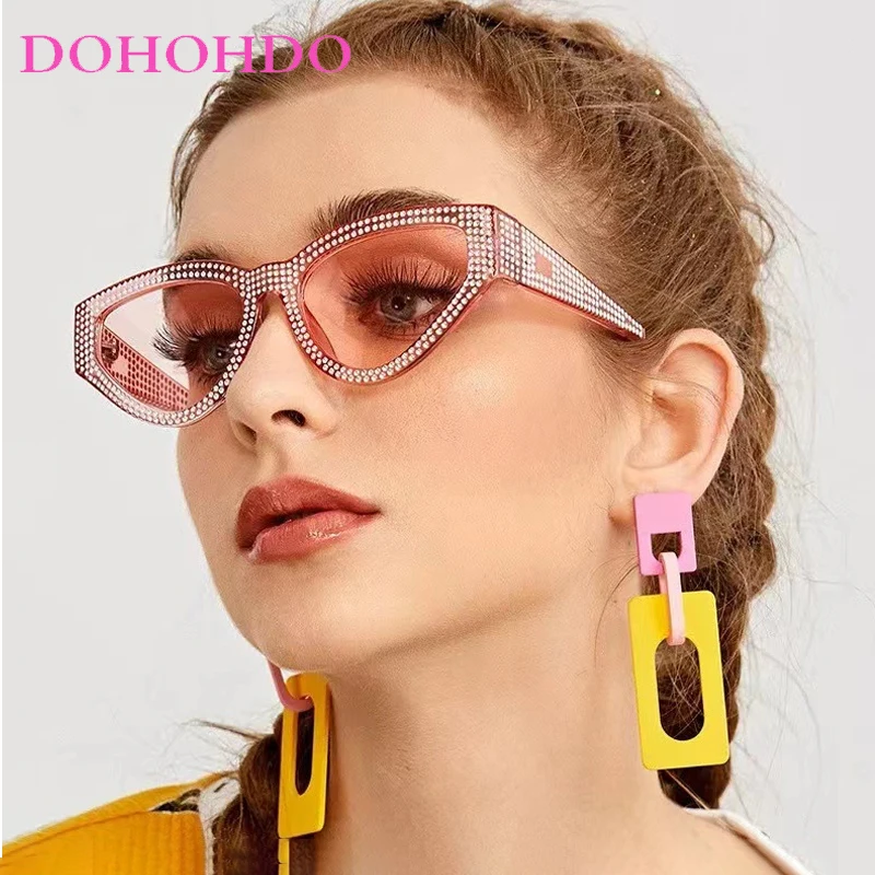 

Vintage Oval Imitation Diamond Sunglasses For Women Fashion Trend Luxury Brand Design Outdoors Party Hip Hop Sun Glasses UV400