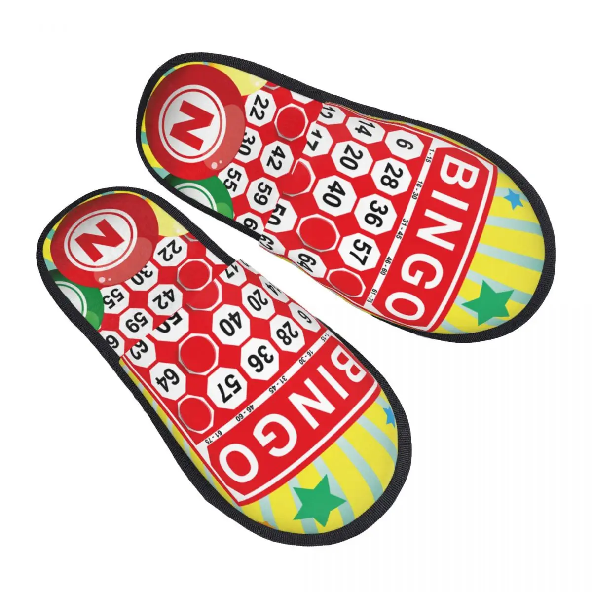 

Bingo Card And Ball Slipper For Women Men Fluffy Winter Warm Slippers Indoor Slippers