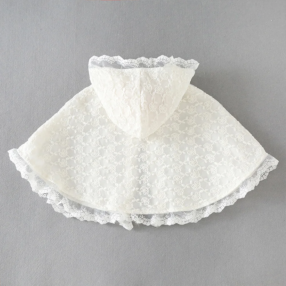 Girls Sun Protection Cape Fashion Lace Robe Performance Cloak Dress-up Costume Accessory for Girls (White, 80cm, 0-2 Years Old)