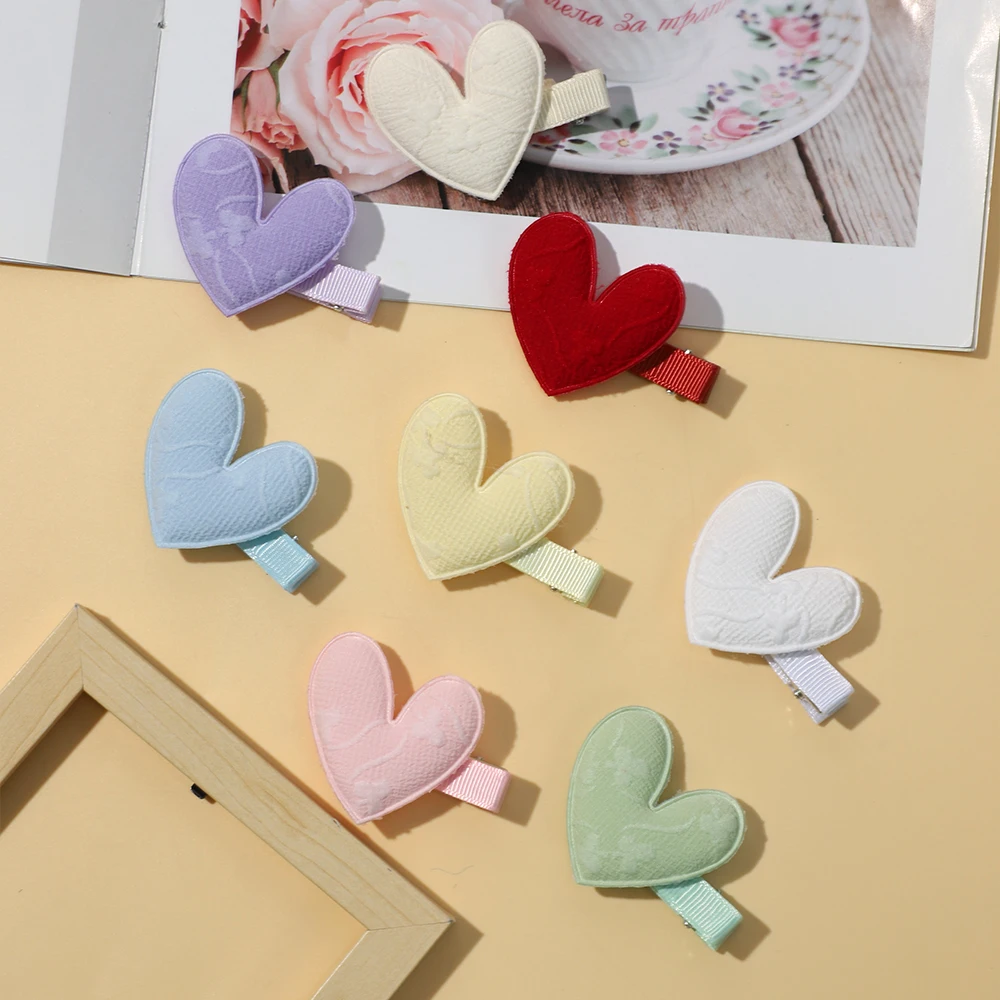 Pinzas para el pelo de princesa para niños, apliques acolchados en forma de corazón de Color sólido, accesorios para el cabello hechos a mano para niña