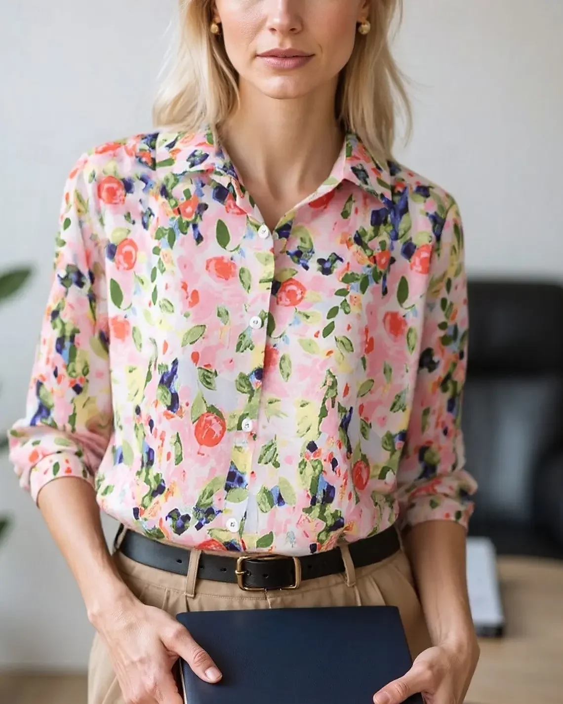 

Women's Blouse Prints Tops Floral Color Block Elegant Daily Stylish Long Sleeve Shirt Spring Autumn Office Ladies Work Shirts