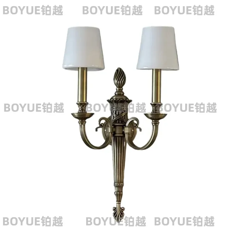 French Retro Solid Brass Wall Sconce Vintage Living Room Background Light American Villa Staircase Bedside Lamp European
