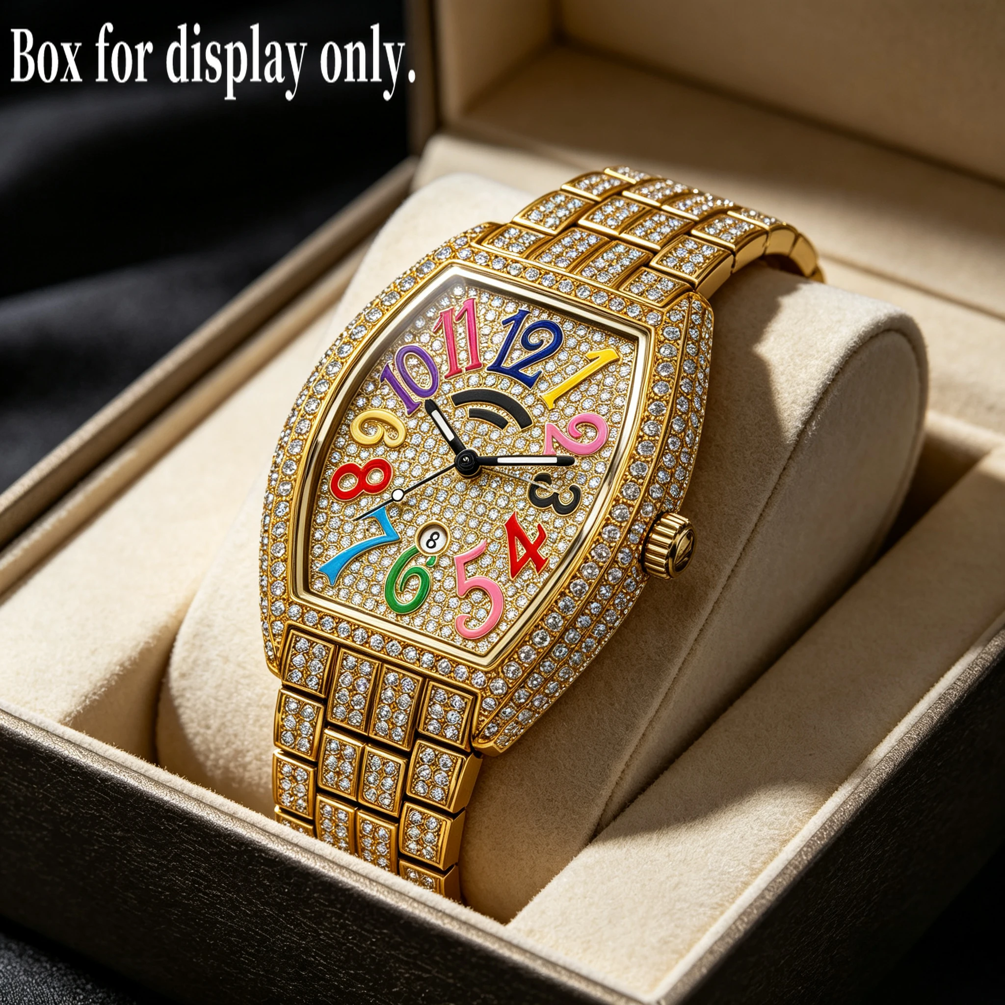 Men's Playful Numeral Calendar Watch Grid Cluster Strap Design Vibrant Luxury Style
